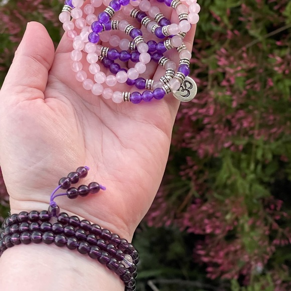 Rose quartz and amethyst mala necklace/bracelet - Picture 6 of 6